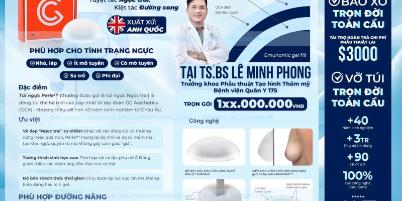 Bảng giá túi ngực ngọc trai GCA cập nhật mới nhất 2026