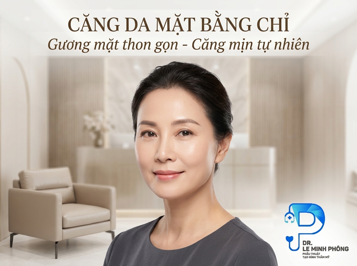 Kết quả gương mặt thon gọn căng mịn sau khi căng da mặt bằng chỉ