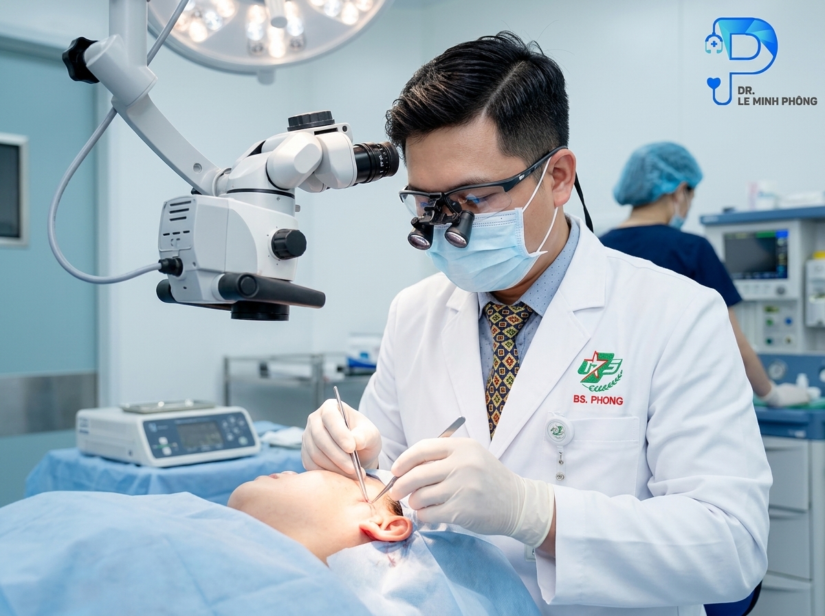 Kỹ thuật khâu vi phẫu nội bì giấu sẹo sát rìa tai giúp sẹo tàng hình