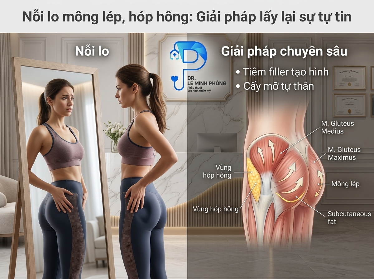 Tình trạng mông lép hóp hai bên hông khiến phái đẹp tự ti