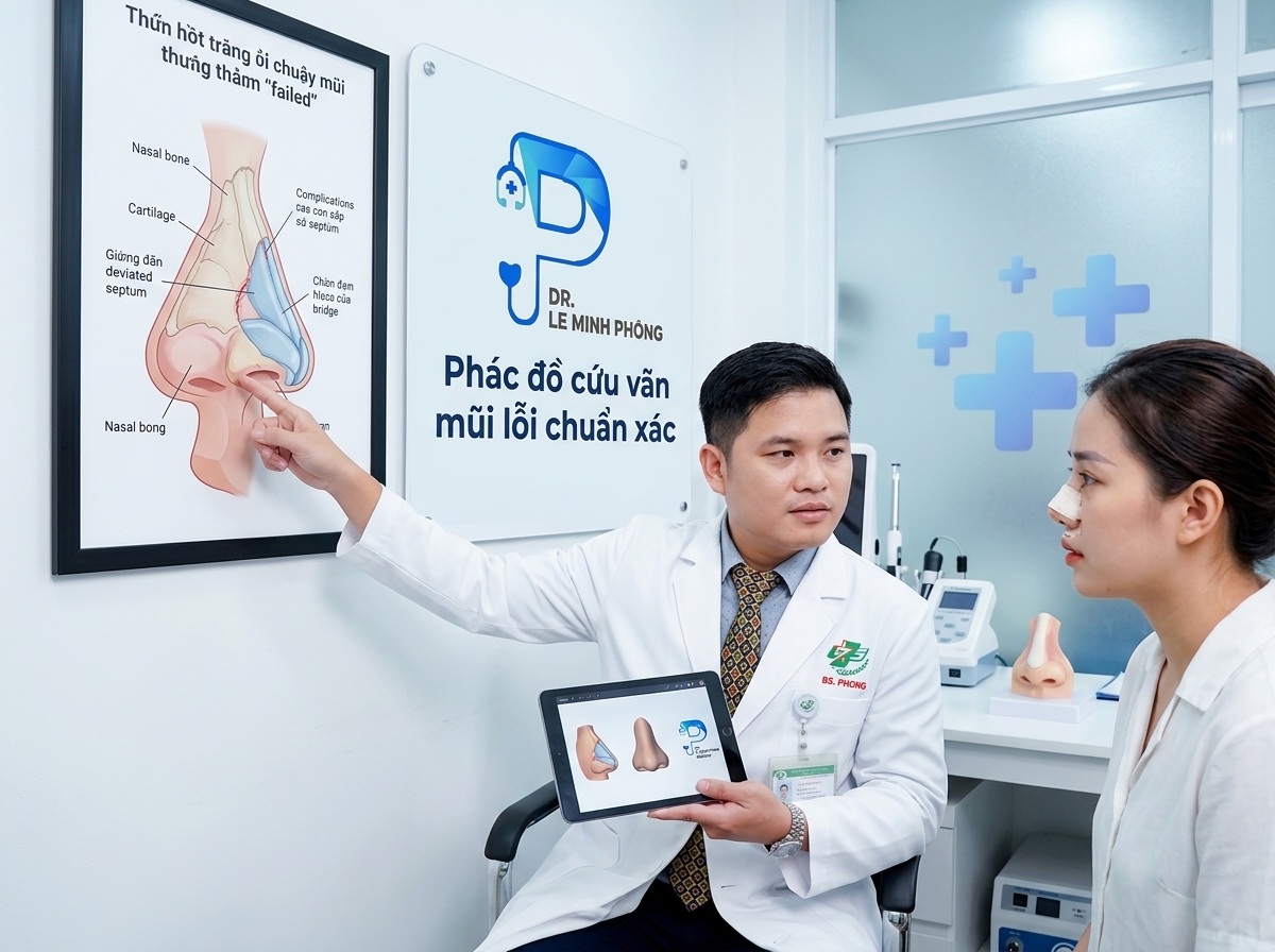 Các cấp độ biến chứng sửa mũi hỏng từ lệch vẹo đến co rút bao xơ
