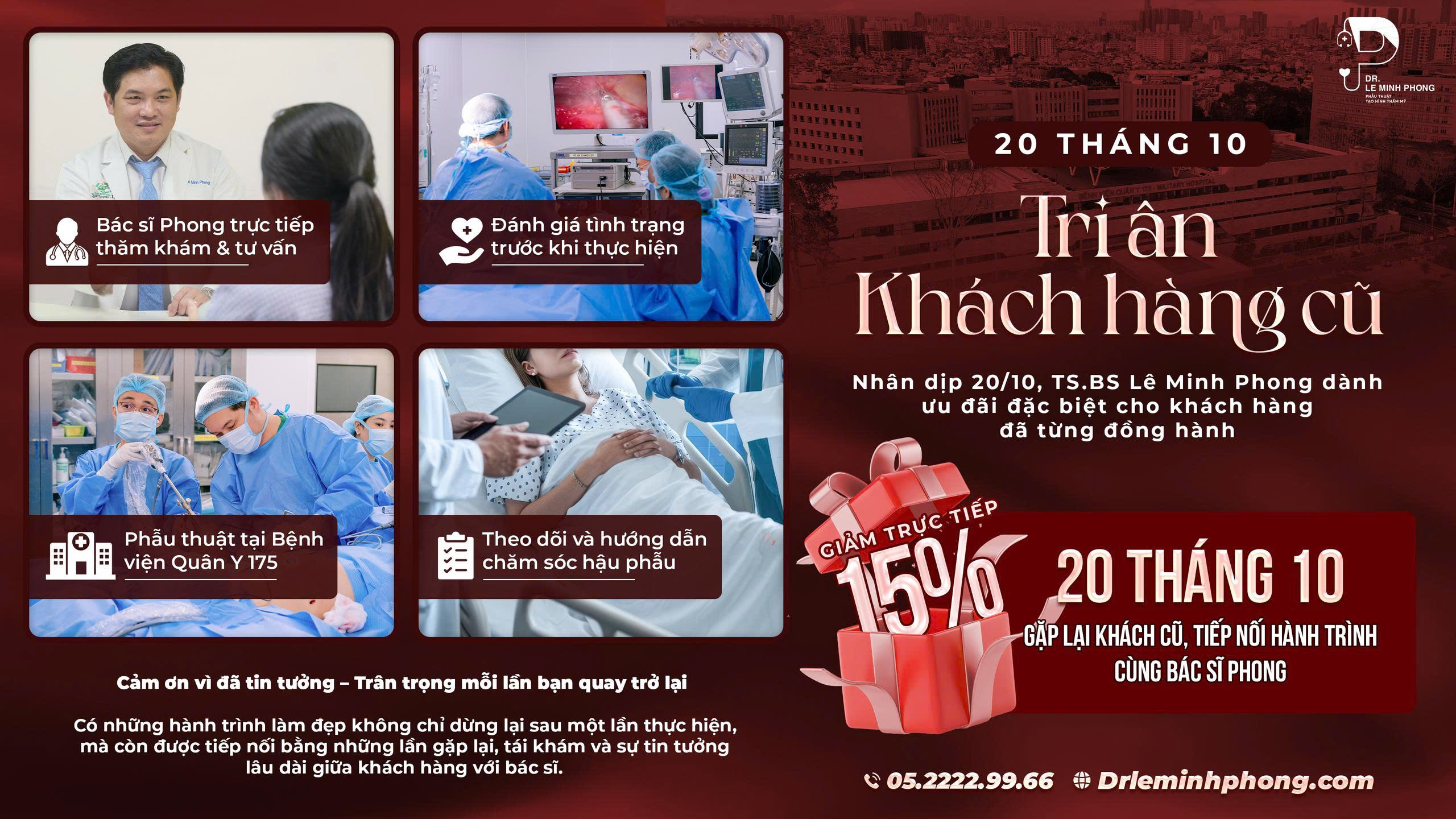 20/10 – Tri ân khách hàng cũ: Quay lại cùng Bác sĩ Phong, nhận ưu đãi giảm trực tiếp 15%