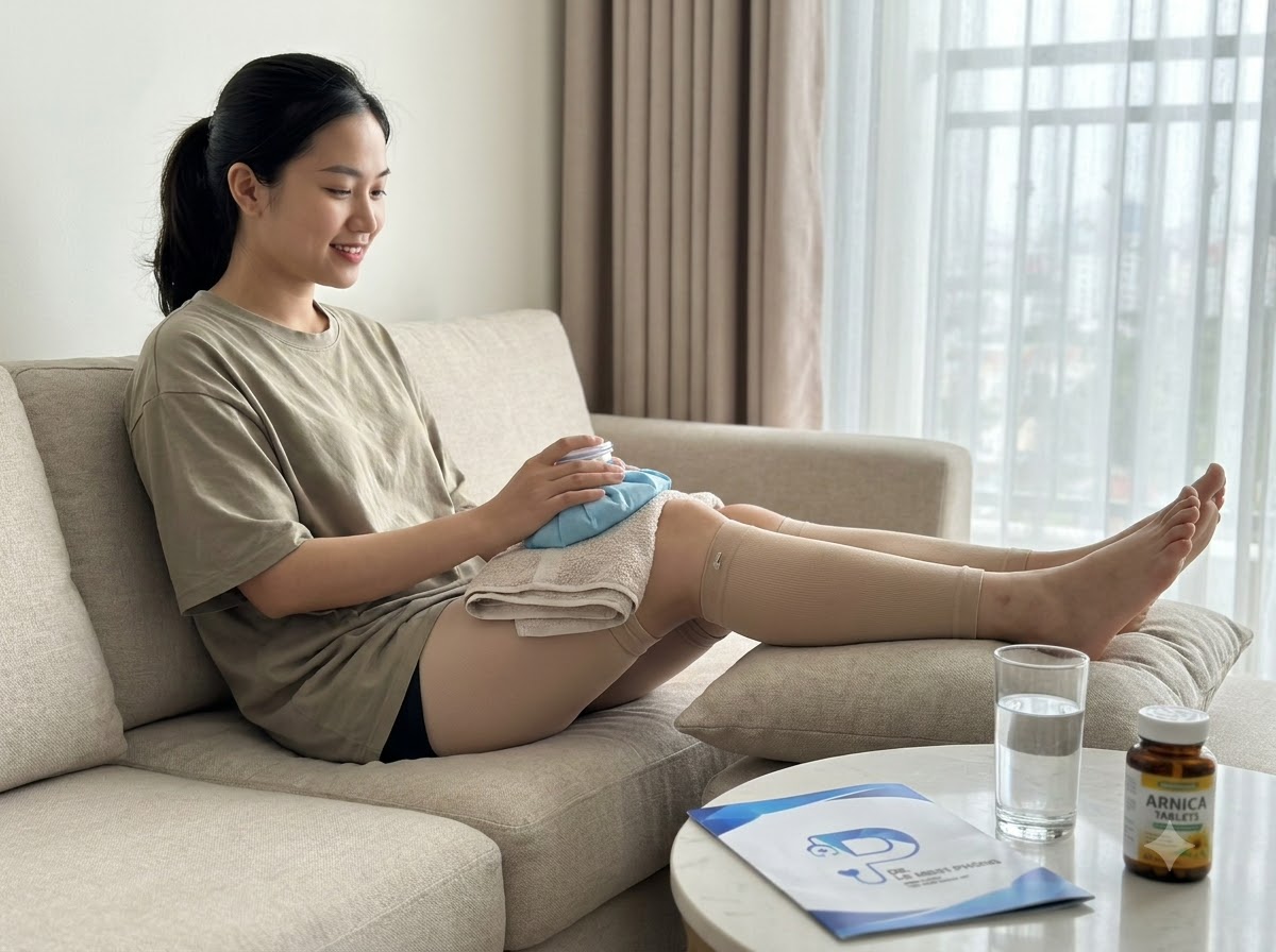Chăm sóc đúng cách trong những ngày đầu giúp vùng bắp chân giảm sưng nhanh hơn