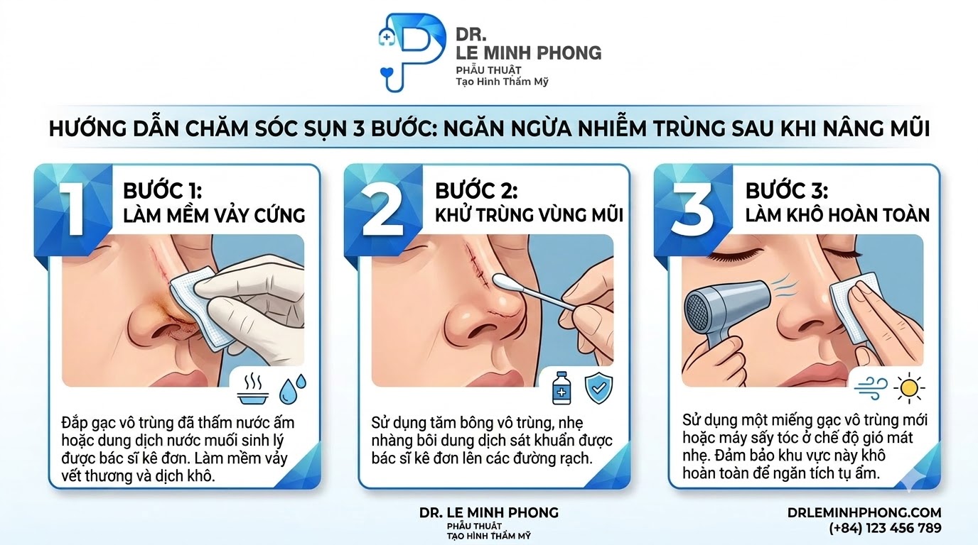 Bộ dụng cụ vệ sinh vết mổ sau nâng mũi cấu trúc