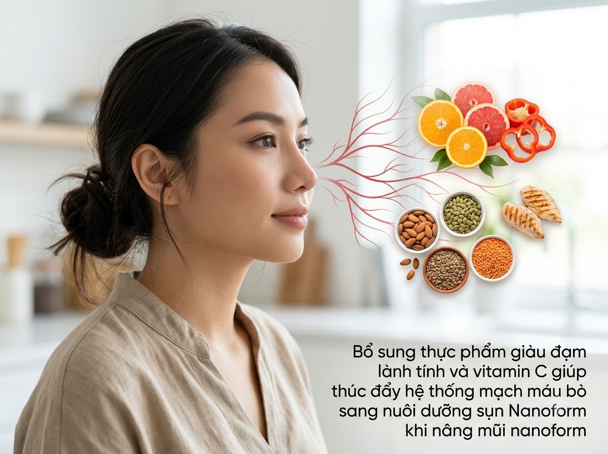 Chế độ dinh dưỡng khoa học giàu protein và vitamin C hỗ trợ sụn Nanoform bám dính chắc chắn