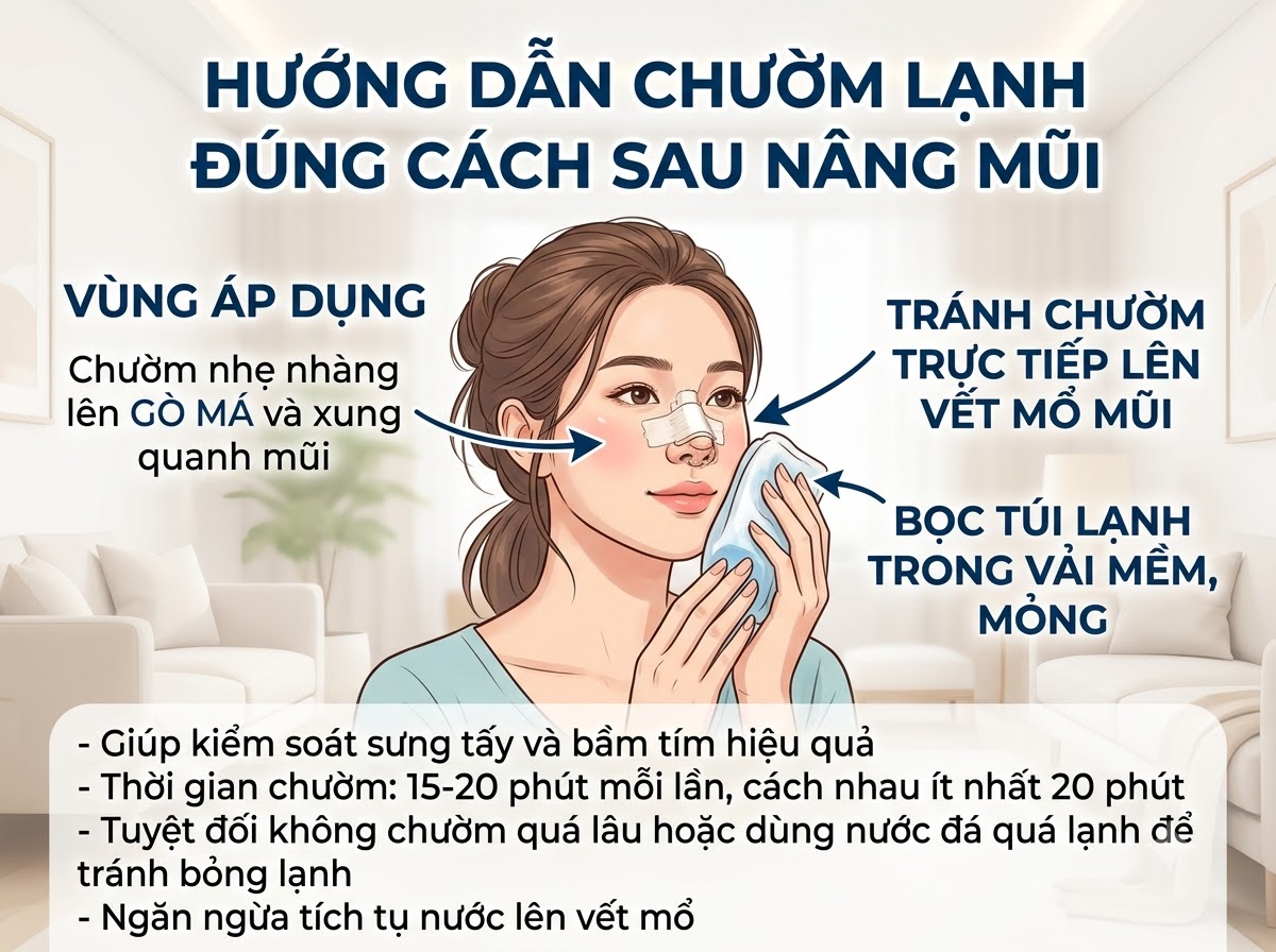 Hướng dẫn chườm lạnh đúng cách vùng má để tránh làm tổn thương vết mổ mũi