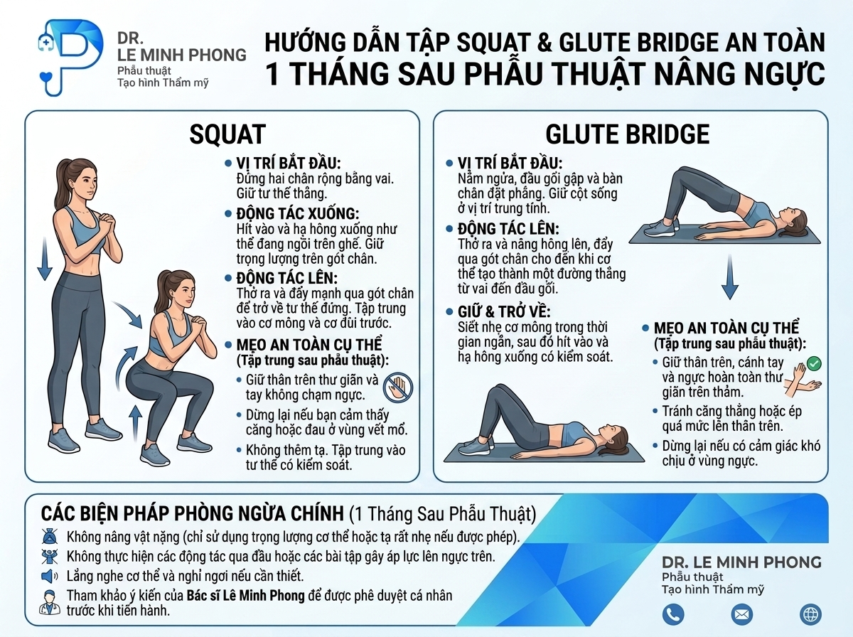 Hướng dẫn tập Squat không tạ cố định thân trên sau nâng ngực