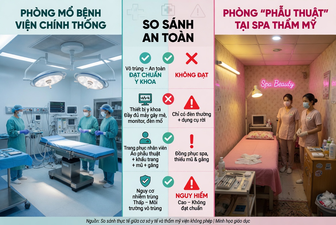so sanh phong mo benh vien va spa tham my
