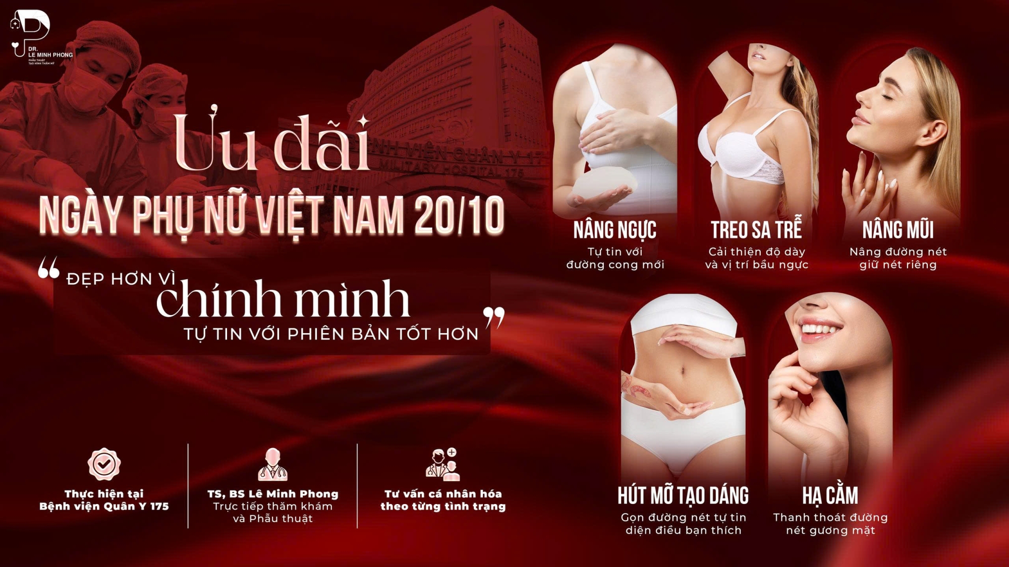 Tiến sĩ, Bác sĩ Lê Minh Phong - Trưởng khoa Quốc tế, Trưởng đơn vị Phẫu Thuật Thẩm Mỹ Bệnh Viện Quân Y 175