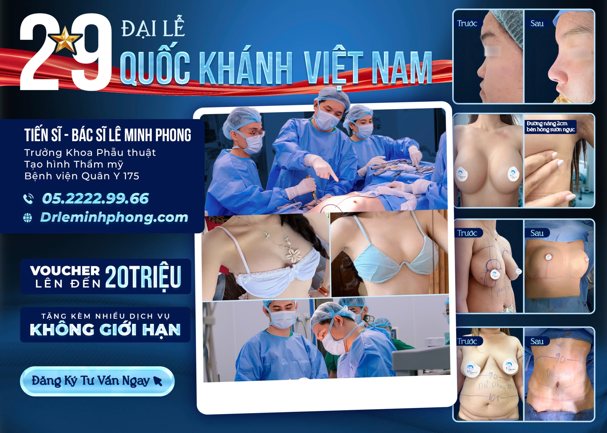 Tiến sĩ, Bác sĩ Lê Minh Phong - Trưởng khoa Quốc tế, Trưởng đơn vị Phẫu Thuật Thẩm Mỹ Bệnh Viện Quân Y 175